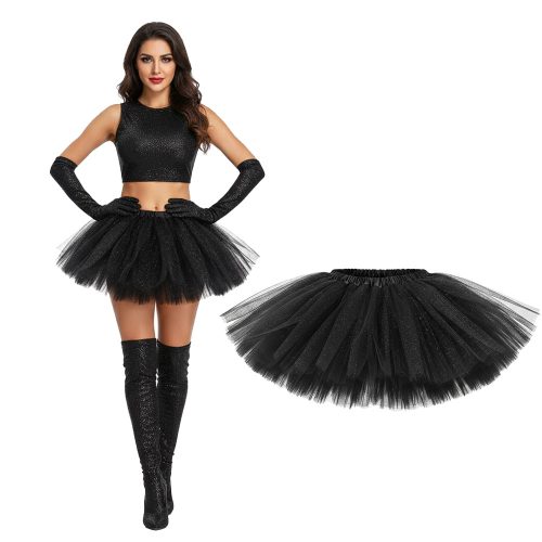 Pollera Tutú con Tul Color NEGRO ADULTOS