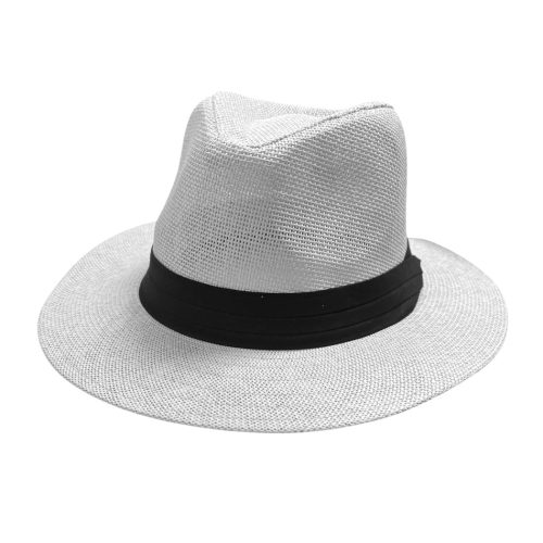 Sombrero Panameño Ala Grande con Cinta Negra Color Blanco