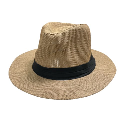 Sombrero Panameño Ala Grande con Cinta Negra Color Marron Oscuro
