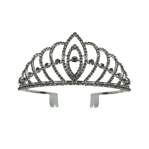 Tiara Princesa Strass Plateada Premium