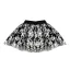 Pollera Tutú con Tul Color Negro Calaveras Plateadas Halloween