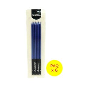 Vela 15cm Metalizada Color Azul x6 unidades