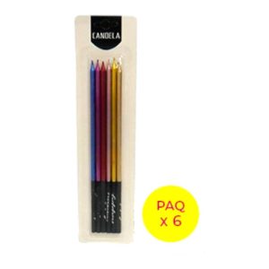Vela 15cm Metalizada Color Multicolor x6 unidades