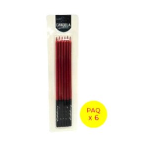Vela 15cm Metalizada Color Rojo x6 unidades