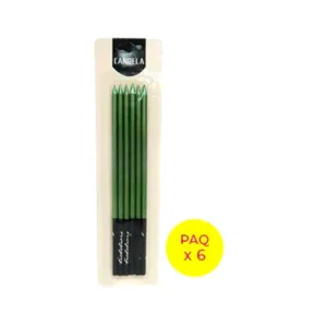 Vela 15cm Metalizada Color Verde x6 unidades