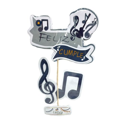 Adorno Set Feliz Cumple 3D Notas Musicales x3 Piezas