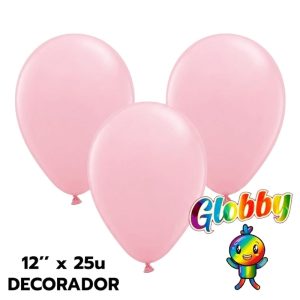 Globo Globby Liso Decorador 12 Pulgadas Rosa Bebe x25u