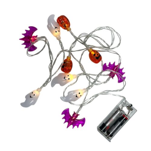 Guirnalda LED Halloween 10 Luces Murcielago Calabaza Fantasma a Pila