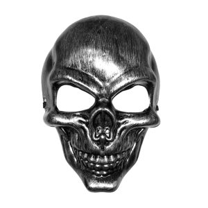 Mascara Rígida Calavera Con Dientes Plateada