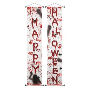 Set 2 Banners Sangrientos Happy Halloween 180x30cm