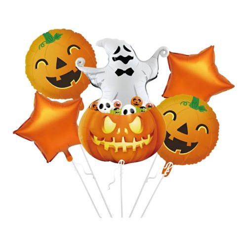Set 5 Globos Metalizado Halloween Calabazas y Fantasma