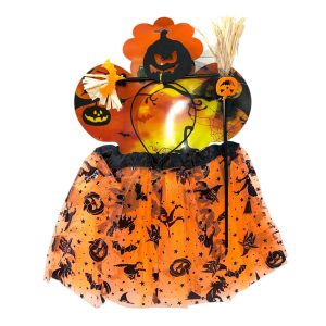 Set 3 Piezas Halloween Bruja Naranja Tutu Vincha Varita y Escoba