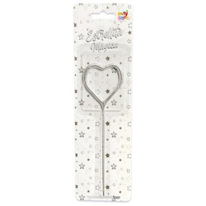 Vela CHISPITAS CORAZON Sparkles Color PLATEADO