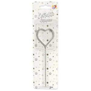 Vela CHISPITAS CORAZON Sparkles Color PLATEADO