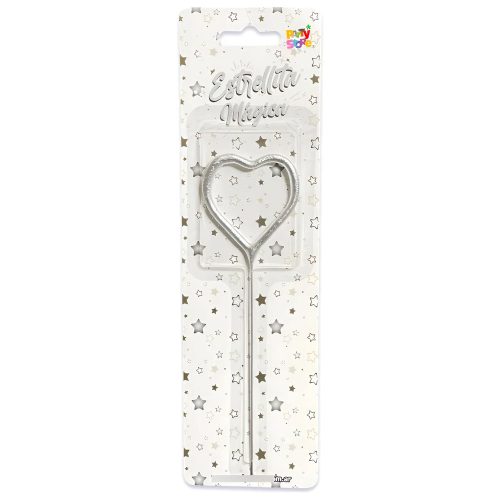 Vela CHISPITAS CORAZON Sparkles Color PLATEADO