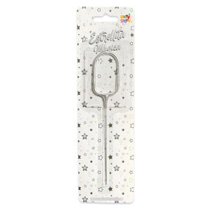 Vela CHISPITA Numero 0 Color Plateada Sparkles