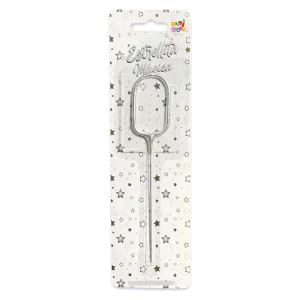 Vela CHISPITA Numero 0 Color Plateada Sparkles