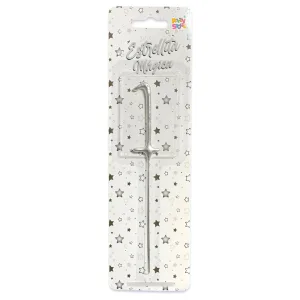 Vela CHISPITA Numero 1 Color Plateada Sparkles