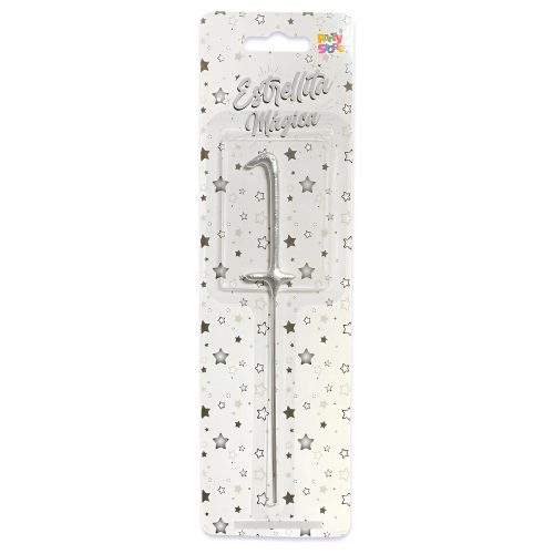 Vela CHISPITA Numero 1 Color Plateada Sparkles