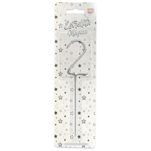 Vela CHISPITA Numero 2 Color Plateada Sparkles