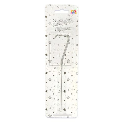 Vela CHISPITA Numero 7 Color Plateada Sparkles