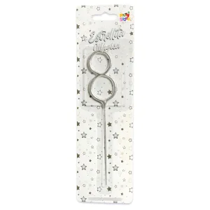 Vela CHISPITA Numero 8 Color Plateada Sparkles