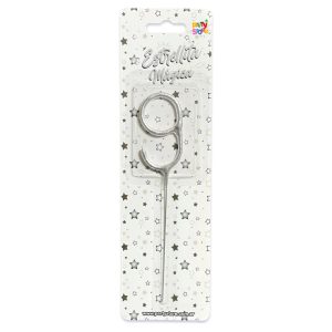 Vela CHISPITA Numero 9 Color Plateada Sparkles