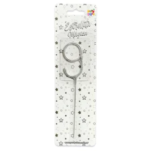 Vela CHISPITA Numero 9 Color Plateada Sparkles