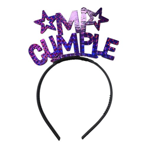 Vincha Goma Eva Mi Cumple Violeta Holografico