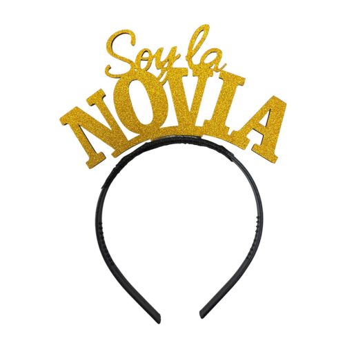 Vincha Goma Eva SOY LA NOVIA Dorado Glitter