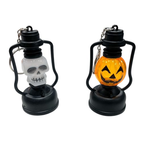 Adorno Farol Llavero LED Halloween Calabaza / Calavera x1u 8cm