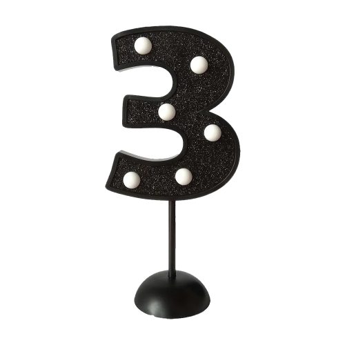 Adorno de Torta Número 3 Luminoso Color Negro