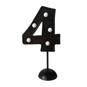 Adorno de Torta Número 4 Luminoso Color Negro