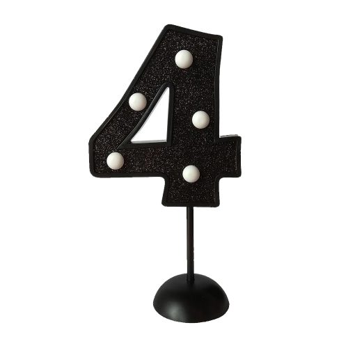 Adorno de Torta Número 4 Luminoso Color Negro