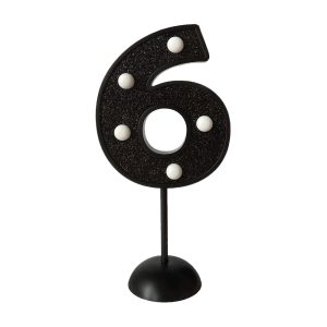 Adorno de Torta Número 6 Luminoso Color Negro