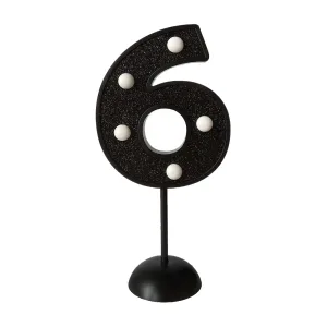 Adorno de Torta Número 6 Luminoso Color Negro