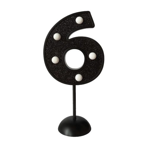 Adorno de Torta Número 6 Luminoso Color Negro