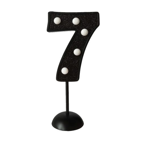 Adorno de Torta Número 7 Luminoso Color Negro