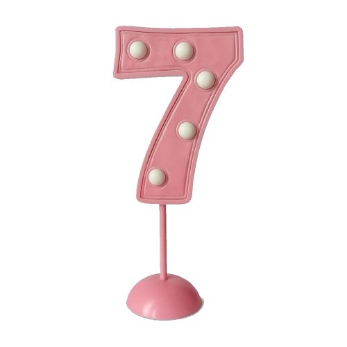 Adorno de Torta Número 7 Luminoso Color Rosa
