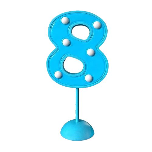 Adorno de Torta Número 8 Luminoso Color Celeste