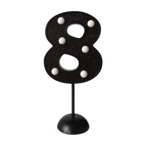 Adorno de Torta Número 8 Luminoso Color Negro