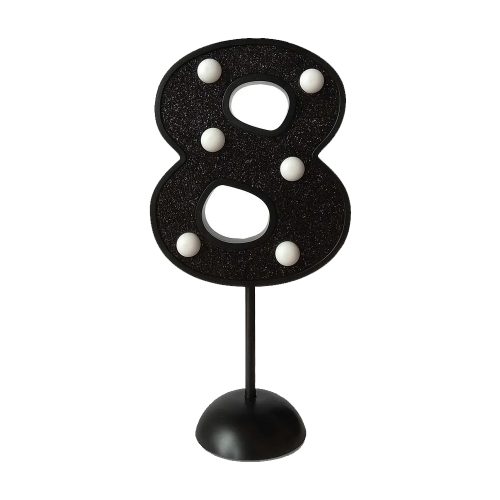Adorno de Torta Número 8 Luminoso Color Negro