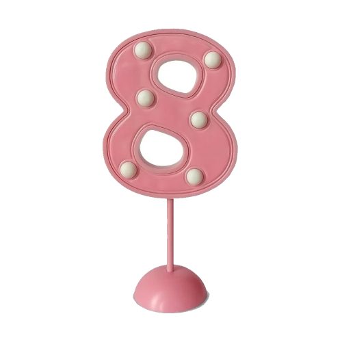 Adorno de Torta Número 8 Luminoso Color Rosa