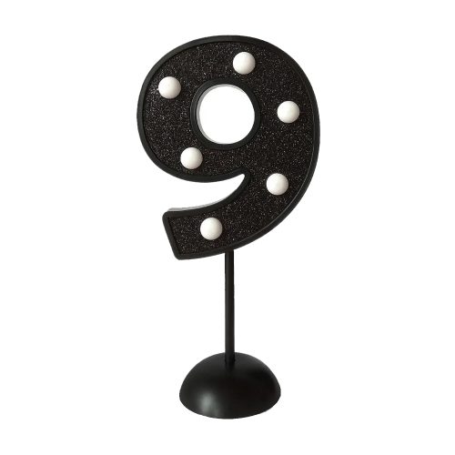 Adorno de Torta Número 9 Luminoso Color Negro