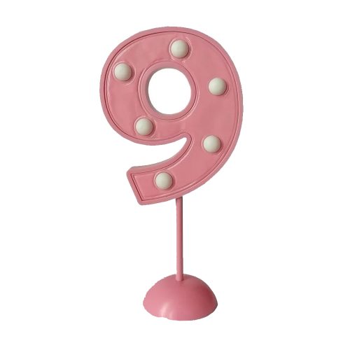 Adorno de Torta Número 9 Luminoso Color Rosa