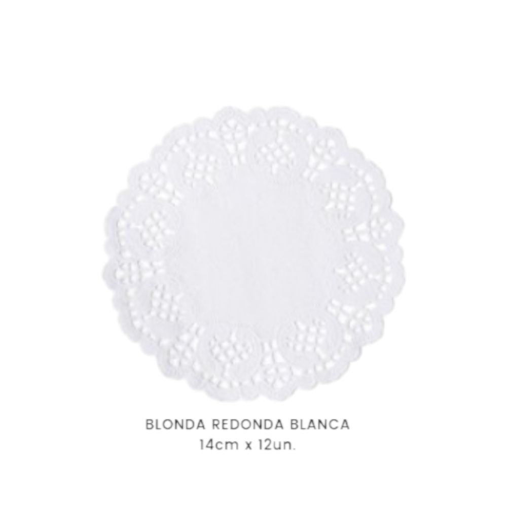 Blonda Papel Calada Blanco 14 Cm X12 Unidades