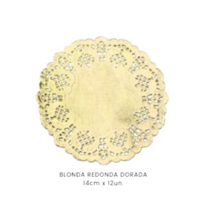 Blonda Papel Calada Dorada 14 Cm X12 Unidades