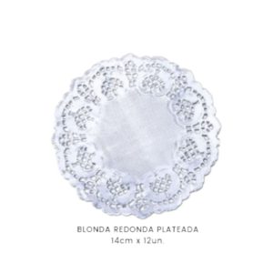 Blonda Papel Calada Plateada 14 Cm X12 Unidades