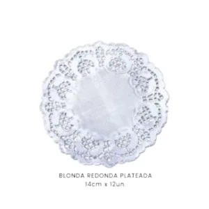 Blonda Papel Calada Plateada 14 Cm X12 Unidades