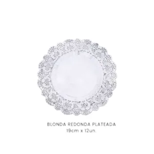 Blonda Papel Calada Plateada 19Cm X12 Unidades